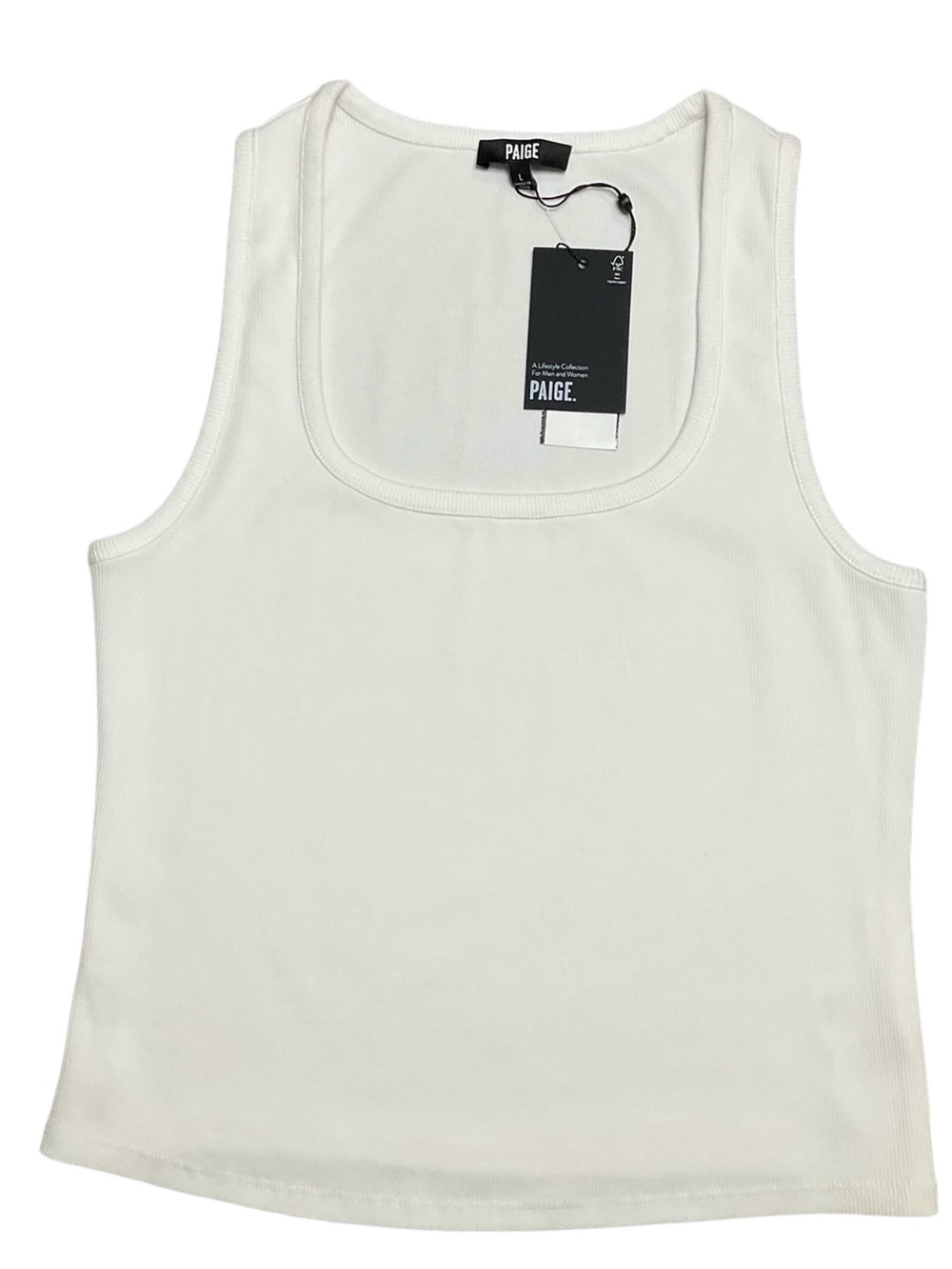 PAIGE White Ribbed Tank Top Size Large NWT